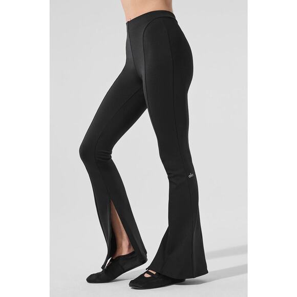 Alo Yoga High-Waist Zip It Flare Leggings Black Sculpting Stretch Size S NEW - Picture 2 of 16